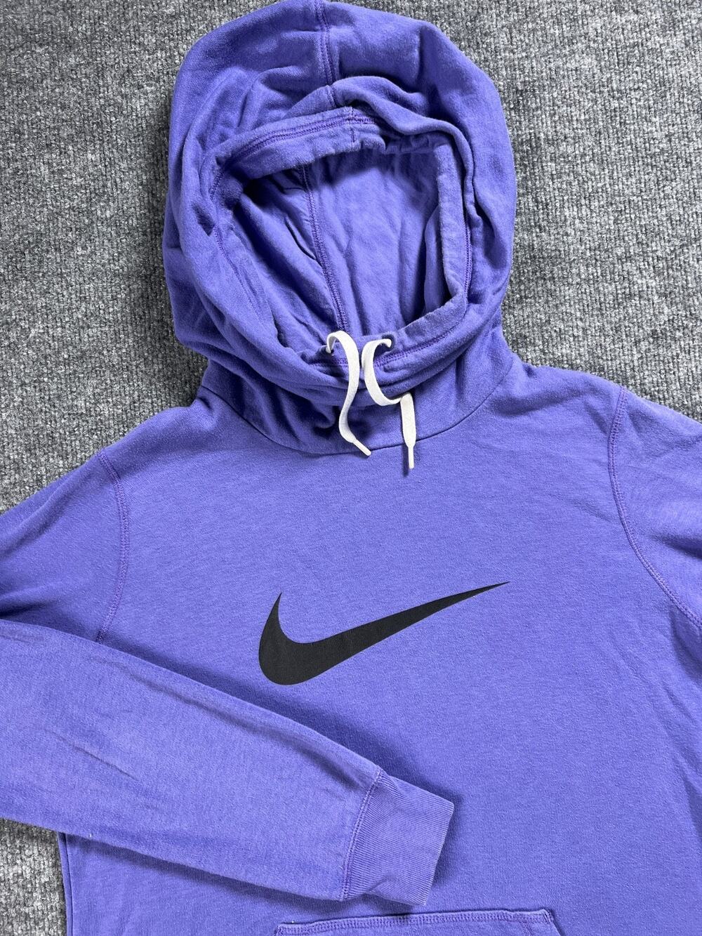Nike Pullover Hoodie Purple Black Swoosh Kangaroo Pocket Womens Large